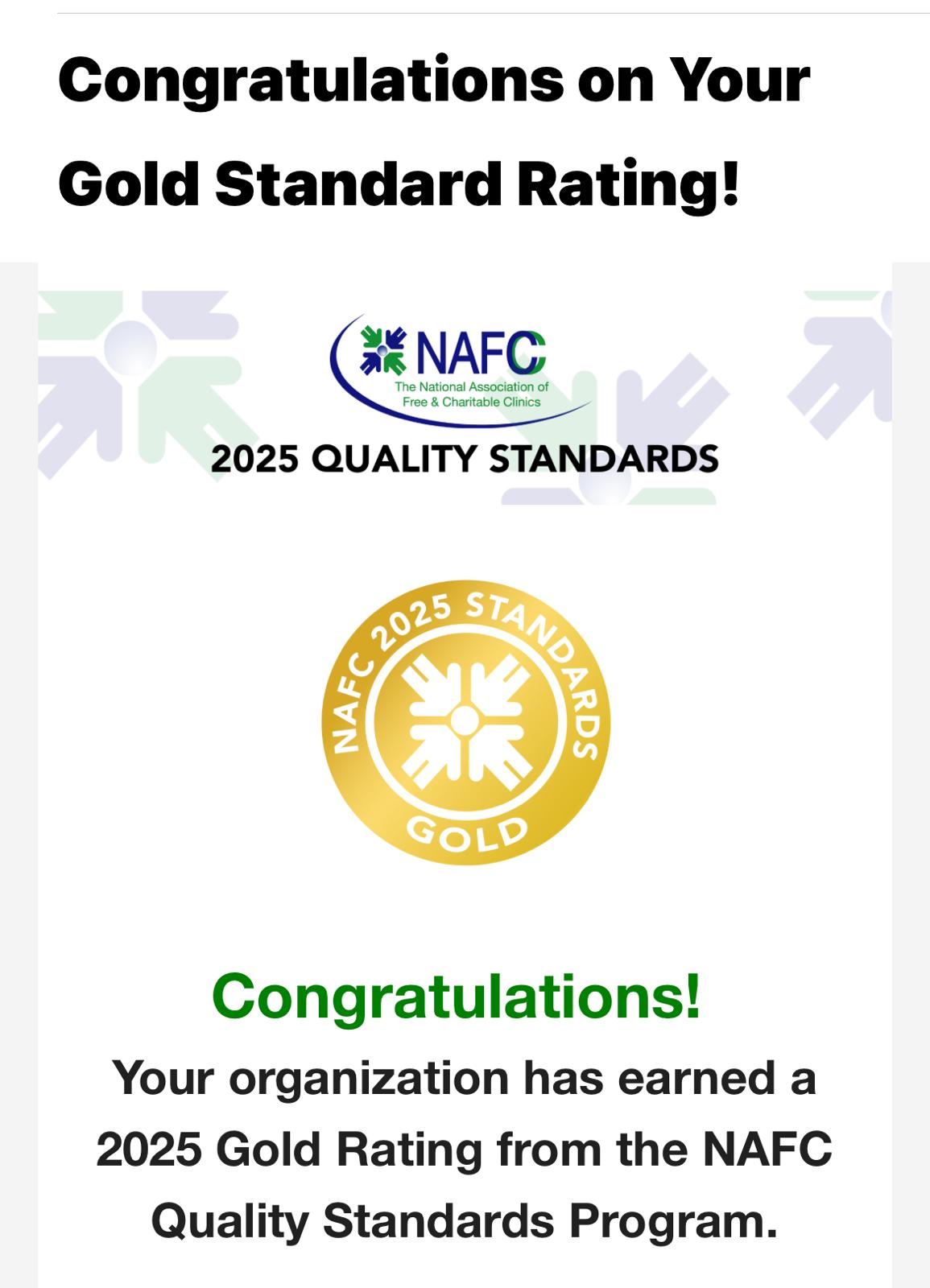 NAFC 2025 Gold Standard Achievement